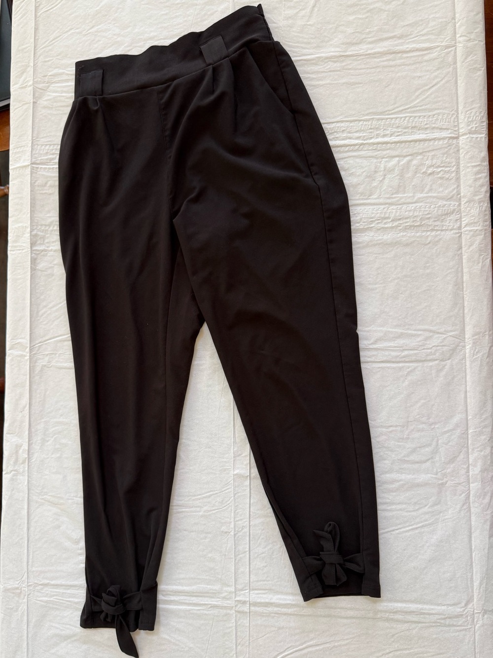 Grace Karin Black Tapered Dress Pants with Ankle Bows
